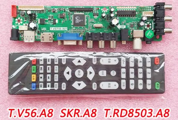 

free shipping SKR.A8/T.V56.A8 T.VST59.A81 with USB double AV V59.A8 LCD LED TV Controller Driver Board work 15-32inch