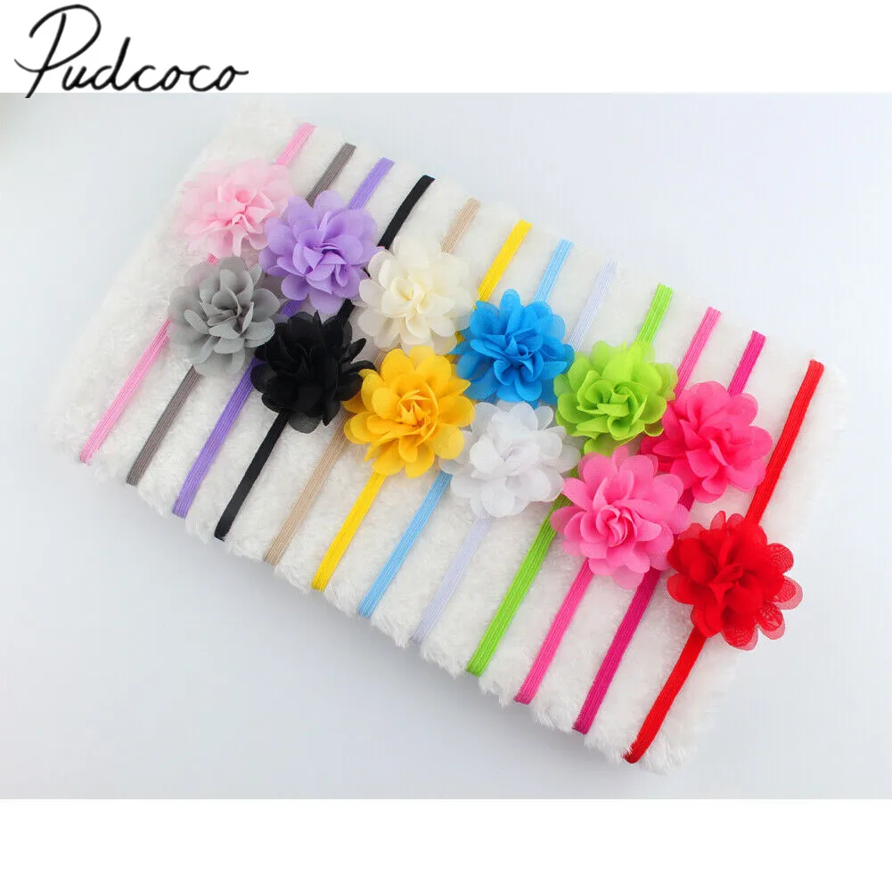 

2019 Accessories Headwear 12pcs/Set Girl Headbands Baby Big Flower Bands Toddler Infant Headband Hair Bow Candy Color Headband