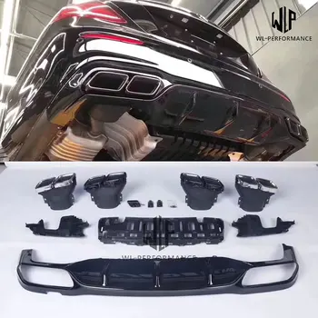 

W213 E Class High Quality PP Rear Lip Diffuser with Exhaust Tips 4 Outlet Car Styling For Mercedes-Benz E63 AMG Body Kit 16-19