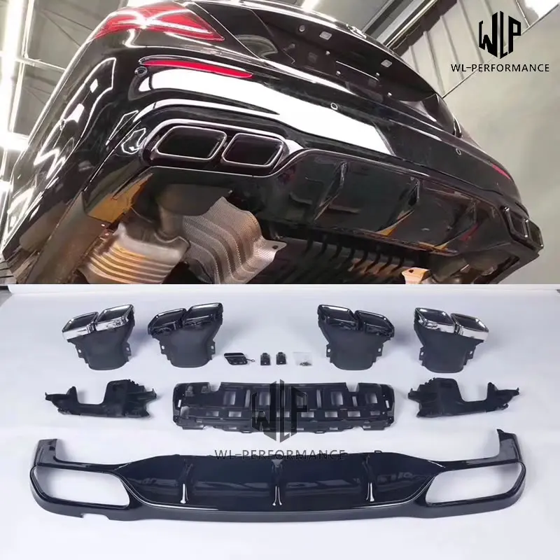 

W213 E Class PP Rear Lip Diffuser with Exhaust Tips 4 Outlet Car Styling For Mercedes-Benz E63 AMG Car Body Kit 2016-2018