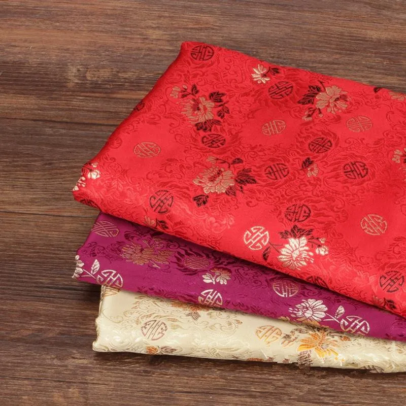 

CF06 Copper Floral Brocade Jacquard Fabric For Traditional Chinese Fabric Wedding Cheongsam Fabric Mulberry Silk DIY Material