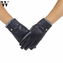 Перчатки Зимние Модные женские зимние теплые кожаные для вождения Мягкие льняные перчатки рукавицы oc13