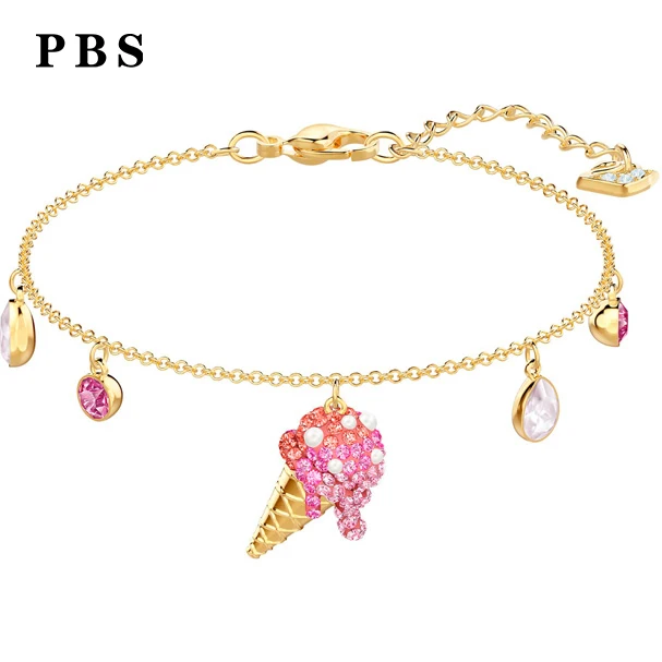 

PBS High Quality 1:1 Exquisite Swa Jewelry 2019 New Ice Cream Bracelet Logo Free Package Manufacturers Wholesale