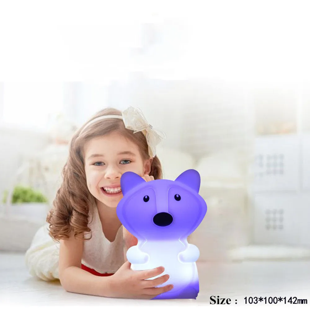 

Fox LED Night Light Touch Sensor 9 Colors Cartoon Silicone Lamp Battery Powered Bedroom Bedside Lamp for Children Kids Baby Gift