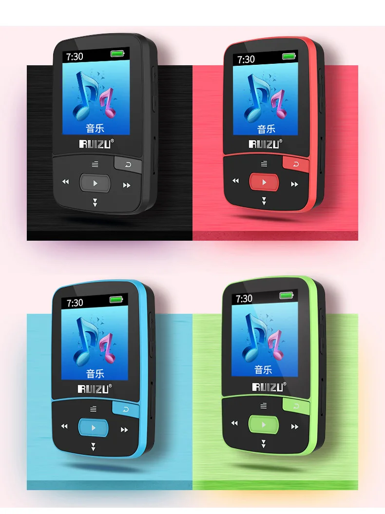 Новое поступление, Спортивный MP3 плеер RUIZU X50 с Bluetooth, 8 ГБ, мини-клип с поддержкой экрана, FM, запись, электронная книга, часы, шагомер