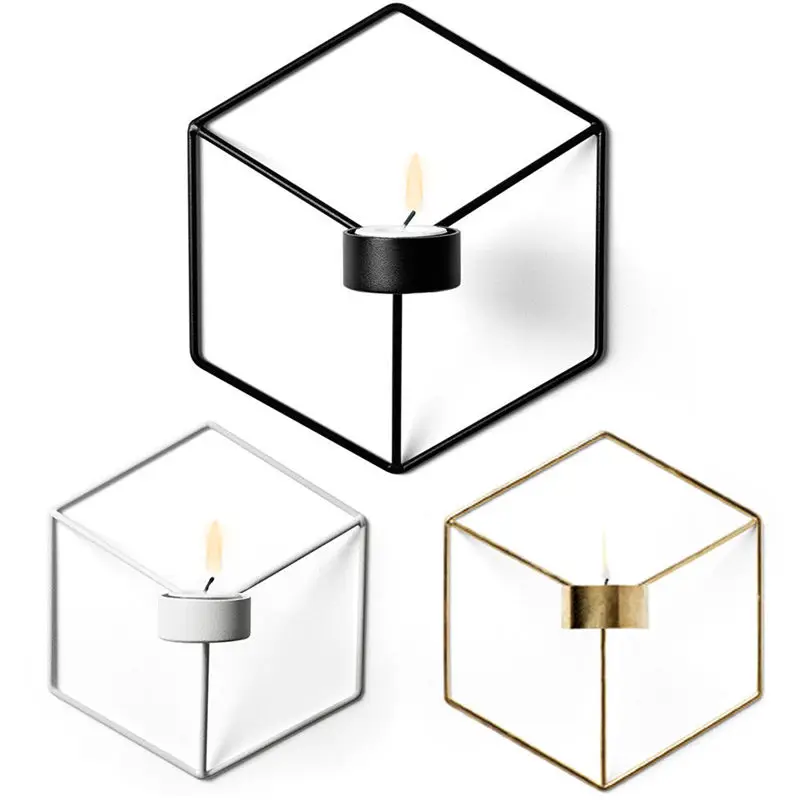 INS Nordic Style Wall Candle Holder Minimalist 3D Geometric Candlestick