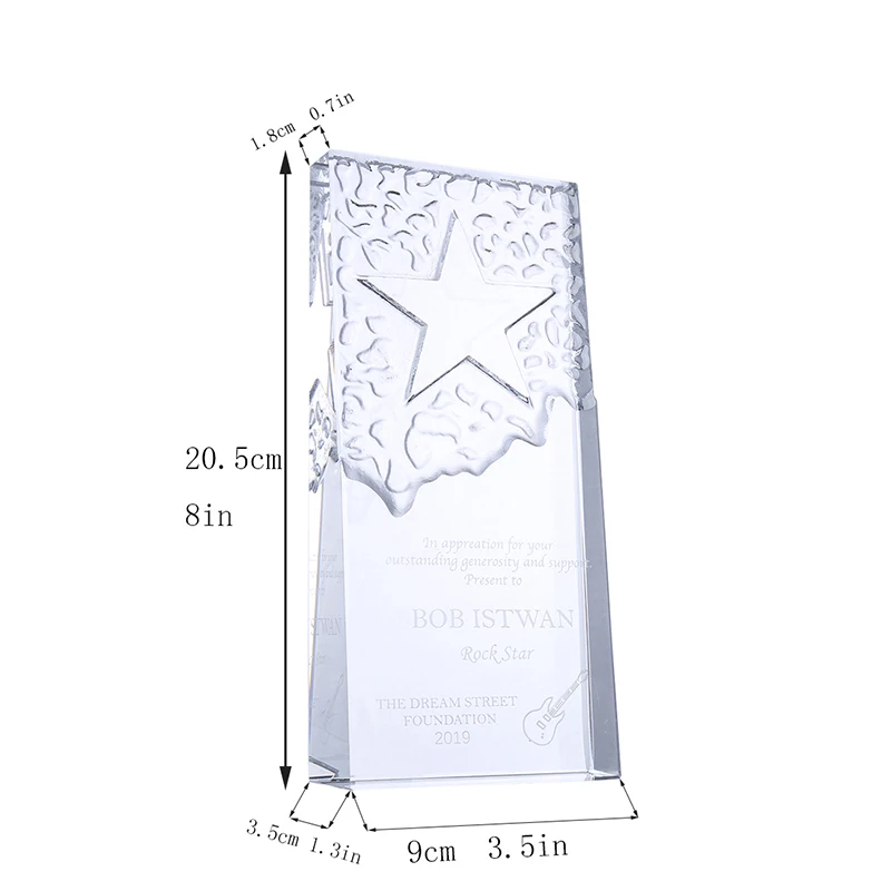 H& D на заказ Выгравированный Кристалл Звезда Трофей работник признание награда домашний офис орнамент