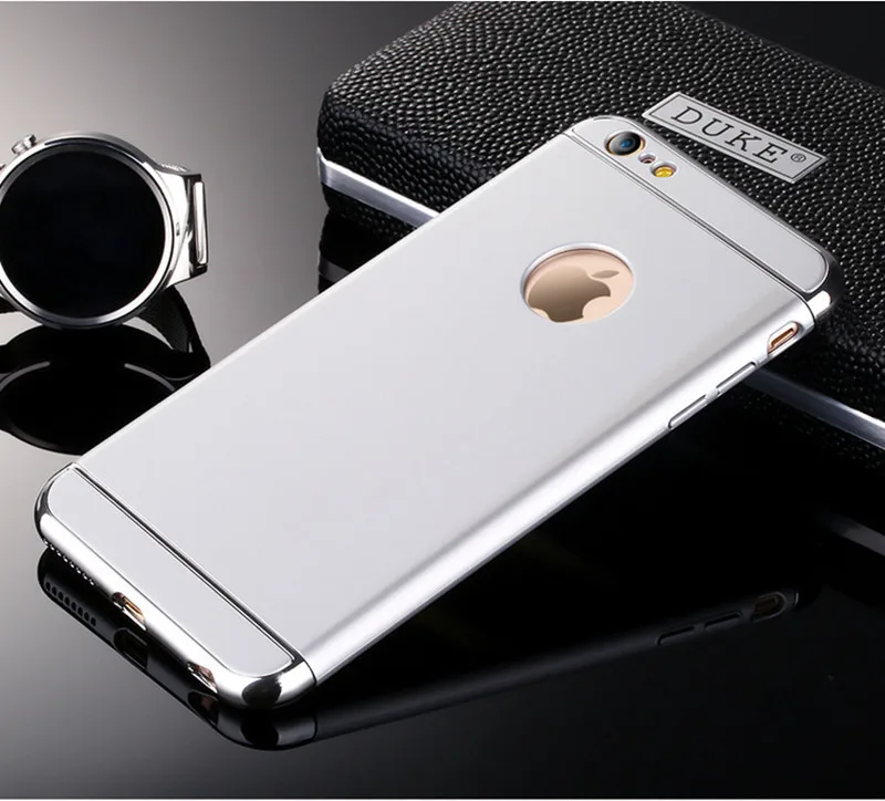 Чехол для iPhone 6 6s 7 8 Plus X Xs Max XR роскошный 3 в 1 ультра тонкий жесткий с чехол для iPhone 5 5S SE покрытием нескользящий матовый - Цвет: Silver