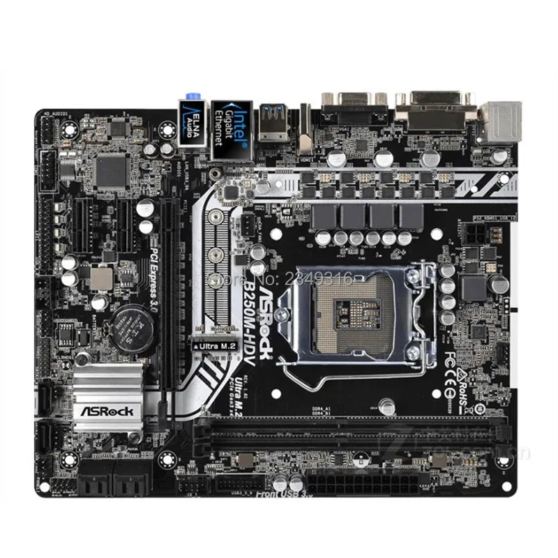 Для материнской платы ASRock B250M-HDV оригинальная б/у рабочего стола материнской платы B250 LGA1151 DDR4 SATA3 USB3.0 Поддержка I5 7500 6500