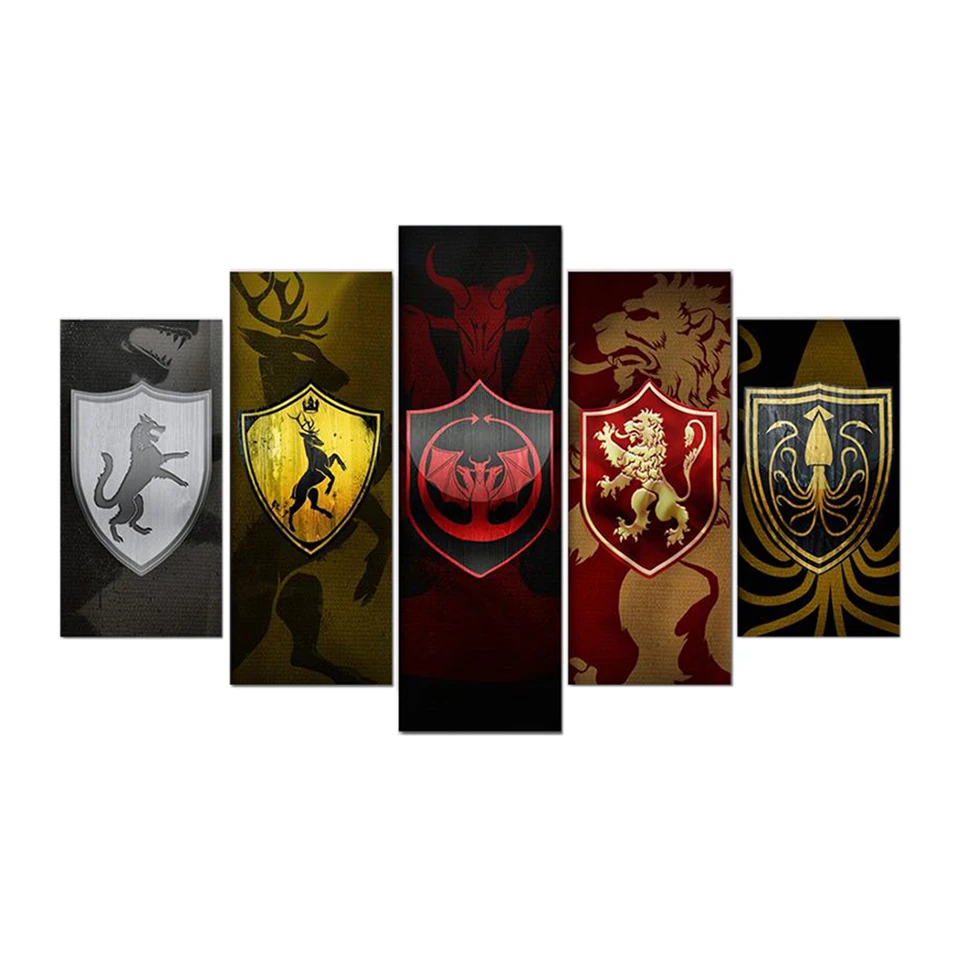 

Modular Posters Pictures Home Decor Living Room Frameworks 5 Panel Game Of Thrones HD Printed Abstract Canvas Paintings Wall Art