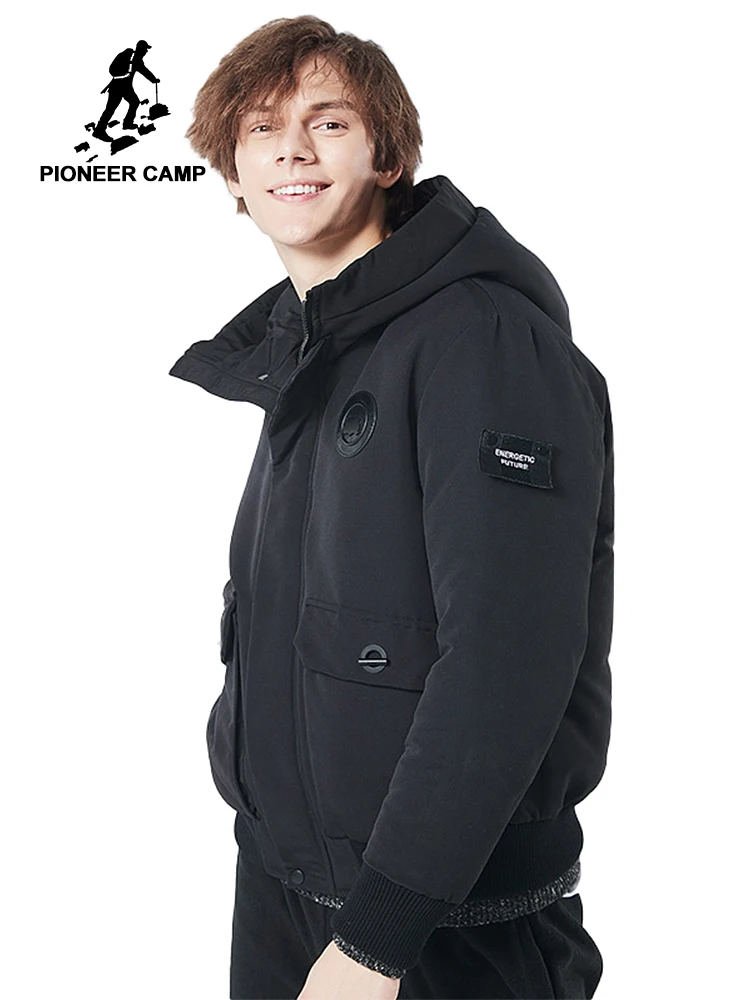 

Pioneer camp winter thick down jackets men brand clothing Ribbon design quality 90% white duck down parkas male black AYR801253