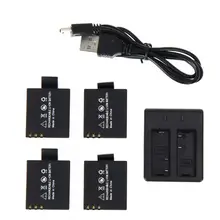 4 pieces/lot 3.7V 900mAh Li-ion Camera Battery with Battery Charger For SJ4000 SJ5000+ Camera Dual Battery Charger High Quality
