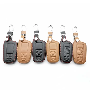 

100% Leather Key Case Cover For Toyota Camry Avalon Corolla RAV4 CHR Land Cruiser Prado Prius 2/3/4 buttons Smart Key Protector