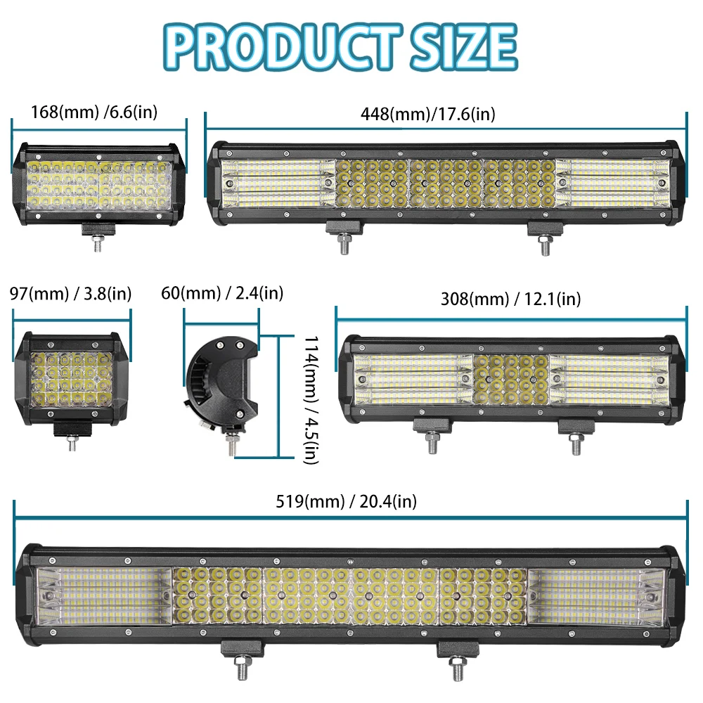 4 7 12 17 20 дюймов Quad строкавнедорожник внедорожный точечная Светодиодная рабочая лампа луч светодиодный светильник бар Точечный светильник для Jeep SUV УАЗ ATV автомобилей 4x4 трактор 12V 24V