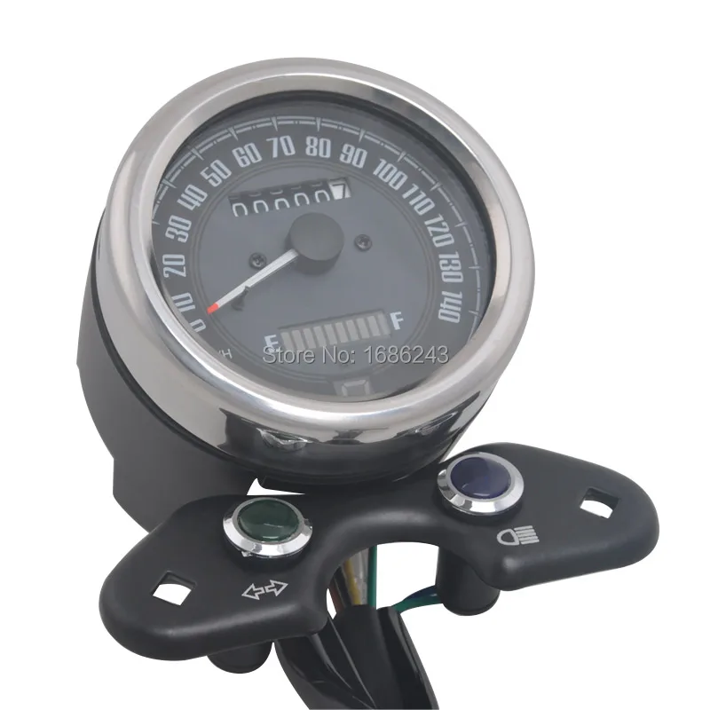 

Universal Aluminum Shell Motorcycle Odometer Speedometer 12V 98mm Fits For Honda Suzuki Harley Custom New