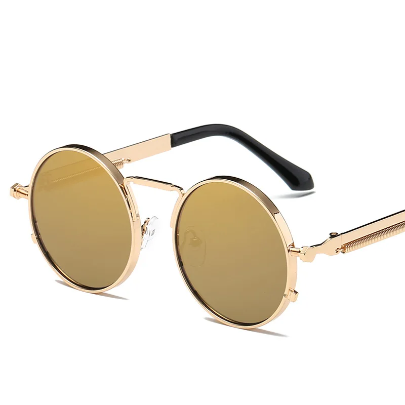 Круглые Солнцезащитные очки в стиле стимпанк для мужчин и женщин, роскошные Брендовые очки, зеркальные солнцезащитные очки в стиле панк, винтажные женские и мужские очки в стиле панк