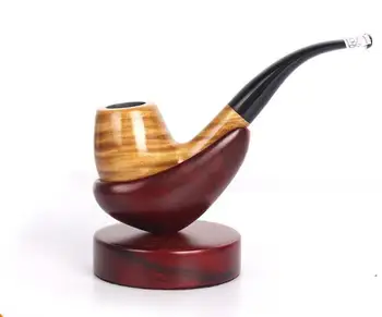 

Yellow Wood Smoking Pipe Handmade Light Color Tobacco Pipe 14.5cm Wood Pipe Classic Bent Pipes Gift Cigarette Cigar Tube