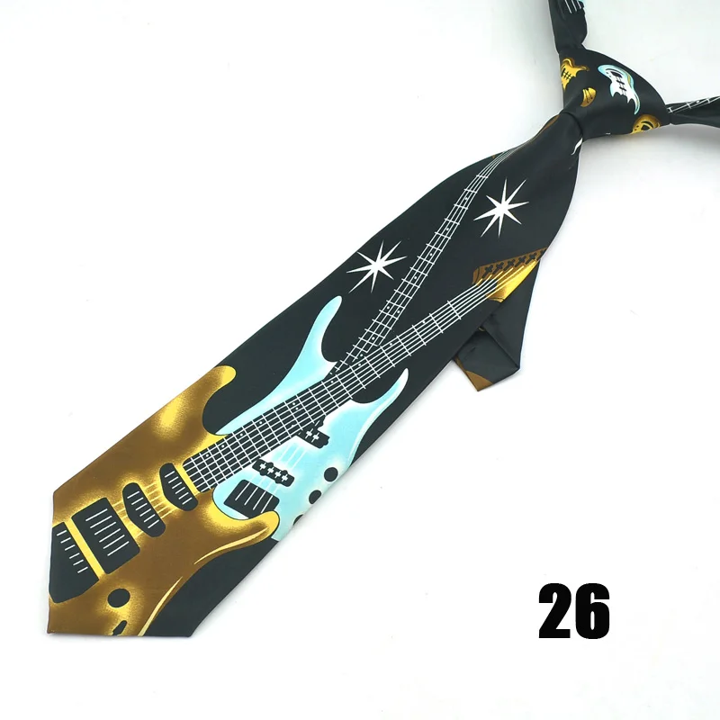 Big Guitar Black Новинка 4 дюйма Широкий Классический 4 цвета большой гитара синий микс Узор Галстук Полиэстер Тканый классический мужской вечерние галстук Gravata - Цвет: Big Guitar Black