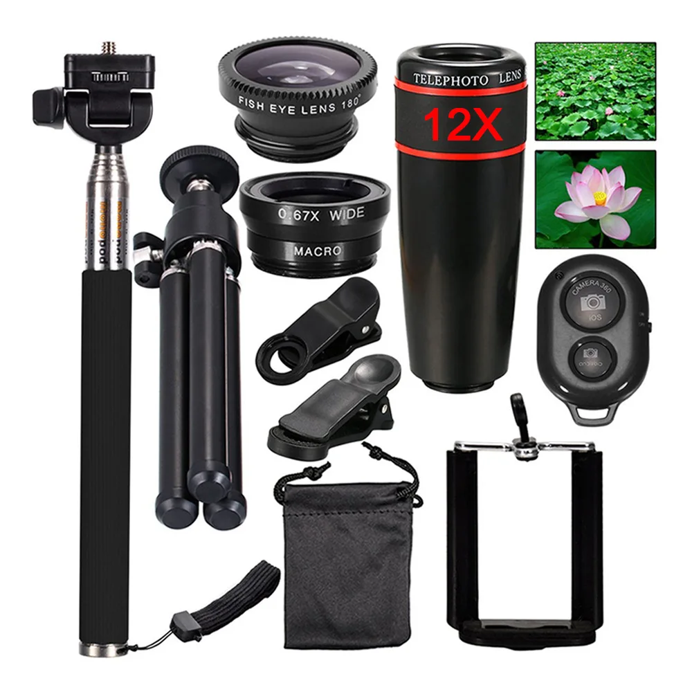 Roadfisher 10in1 Mobile Phone Telescope Lens 8X 12X Zoom