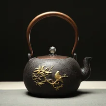 Животные узор 1200 мл Tetsubin старинной чугунной Чай горшок Эмаль комплект Чай фильтр для заварки Китайский кунг-фу чай чайник
