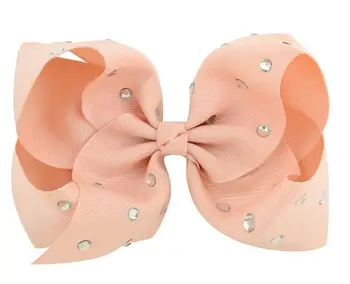 

free shipping 12pcs 5-6'' Rhinestone hair bows Signature Hair Bow sparkly hair accessories big hair bows