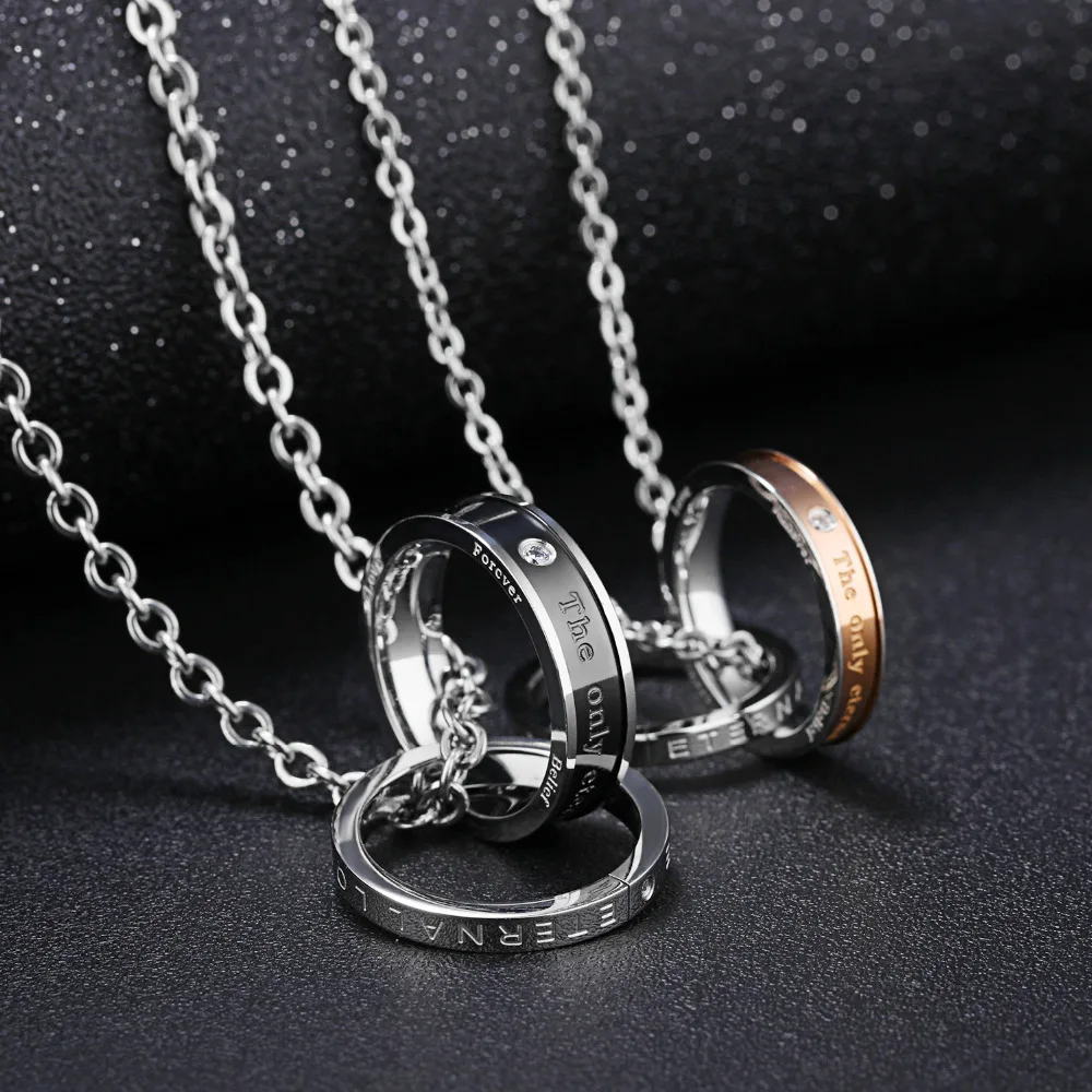 Couples Titanium Stainless Steel Pendant Necklace Love Forever Chain