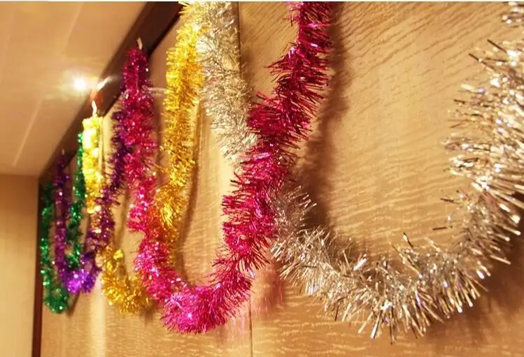 Christmas Xmas Tree party Tinsel Metallic Foil Rattan Garland Ribbon Ornaments Gold Silver Wire Garland Supplies Y1031 J