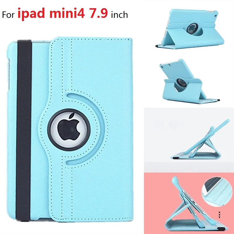 

New Tablet Coque for iPad mini 4 7.9 inch Case 360 Rotation Flip Stand Protective Cover for iPad mini4 7.9" Smart Cover