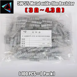 Новый 100 шт. 5% 5 Вт металл-оксид-резистор 3 3.3 3.6 3.9 4.3 Ом углерода резистор