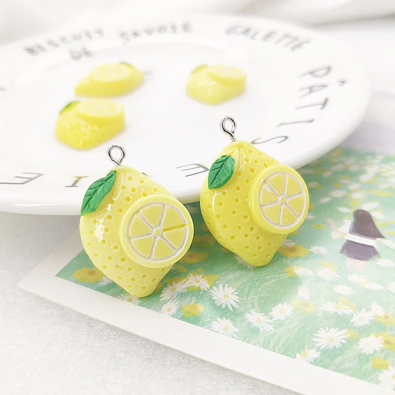 

50PC 22*32mm Resin Material Yellow Color Fruit Lemon Charm Pendant for Earring DIY Handmade Jewelry Accessory Findings wholesale