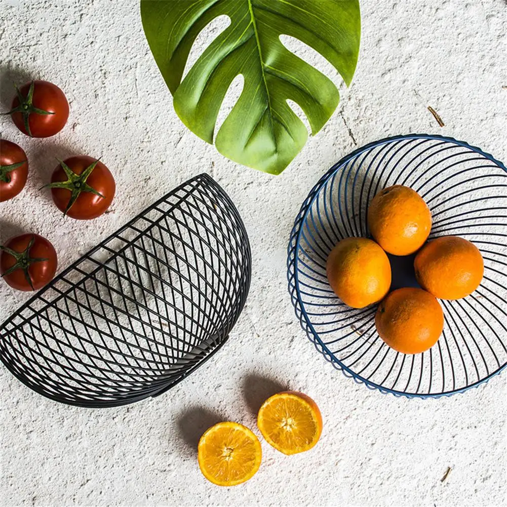 

2018 Newest Nordic Storage Baskets Black Metal Art Snacks Candy Fruit Basket for Living Room Desktop Kitchen Organizer Basket