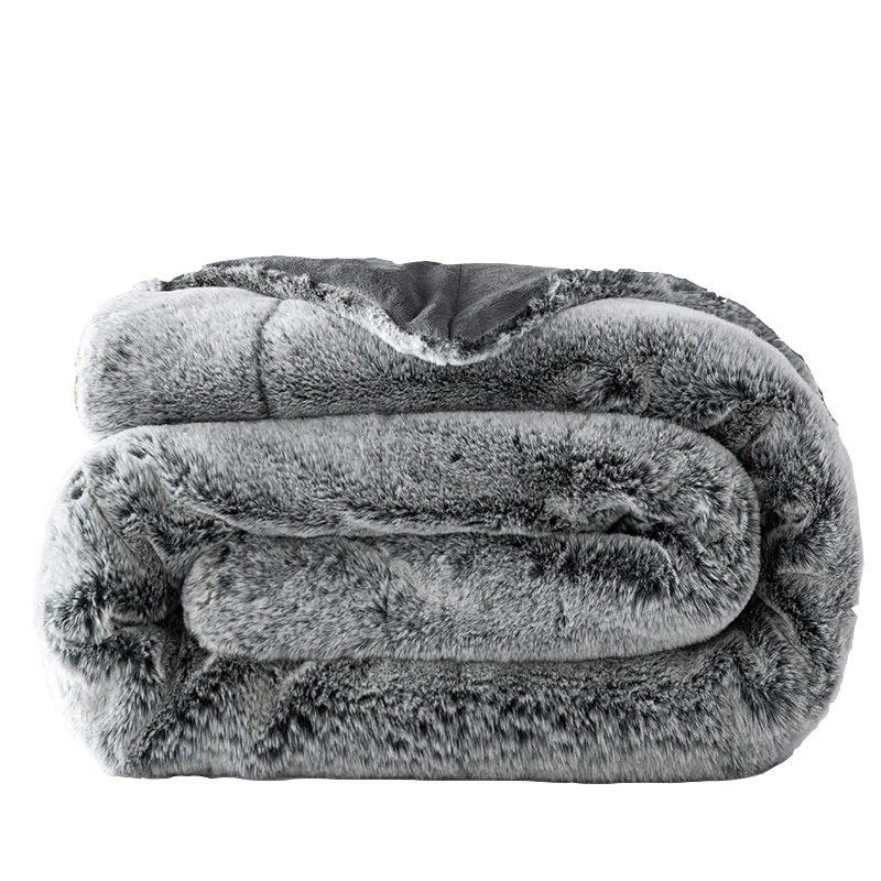 

Double Faces Luxury Throw Blankets Rabbit Fur Plush Blankets For Beds Twin Queen Size Winter Warm Sheet Sofa Bed Plaid Blankets