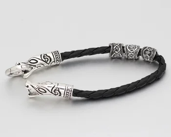

norse viking compass rune leather amulet bracelet