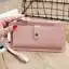 Women Clutch Leather Wallet Long Card Holder Phone Bag Case Purse lady Handbags - Цвет: Розовый