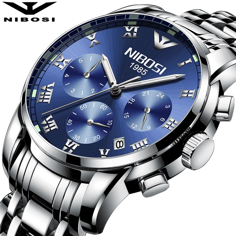 

NIBOSI Quartz Watches Men Top Luxury Brand Casual Watch Relojes Stainless Steel Strap Ultra Thin Clock New Sports Luminous Watch