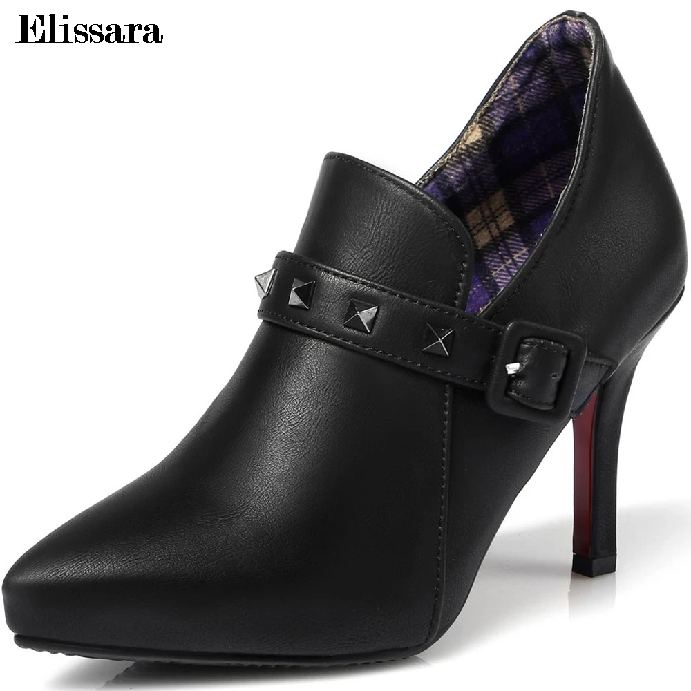 

Elissara Plus Size 33-47 Women High Heels Shoes Womens Zip River Block Heels Pointed Toe Pumps Women's Shoes