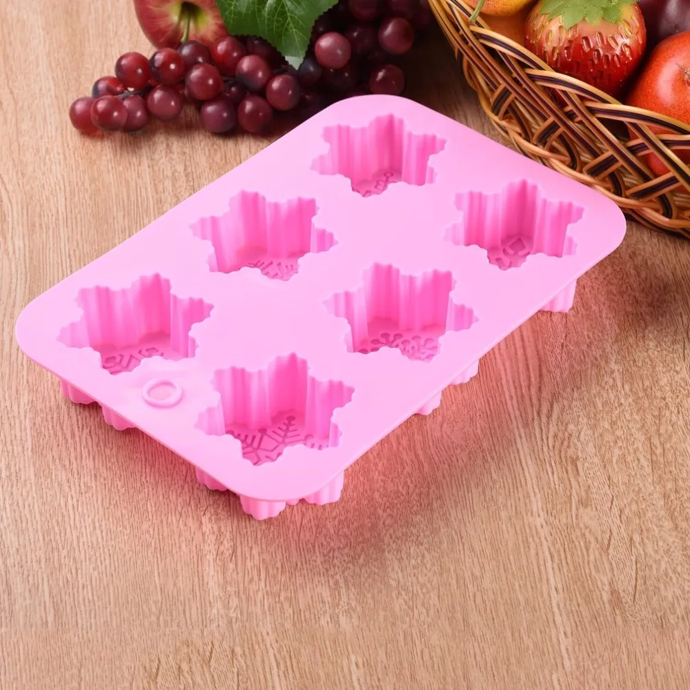

6 Slots Different Snowflakes Silicone Mold Cake Mold Baking Decorating Mold Chocolate Mold DIY Handmade Soap Mould