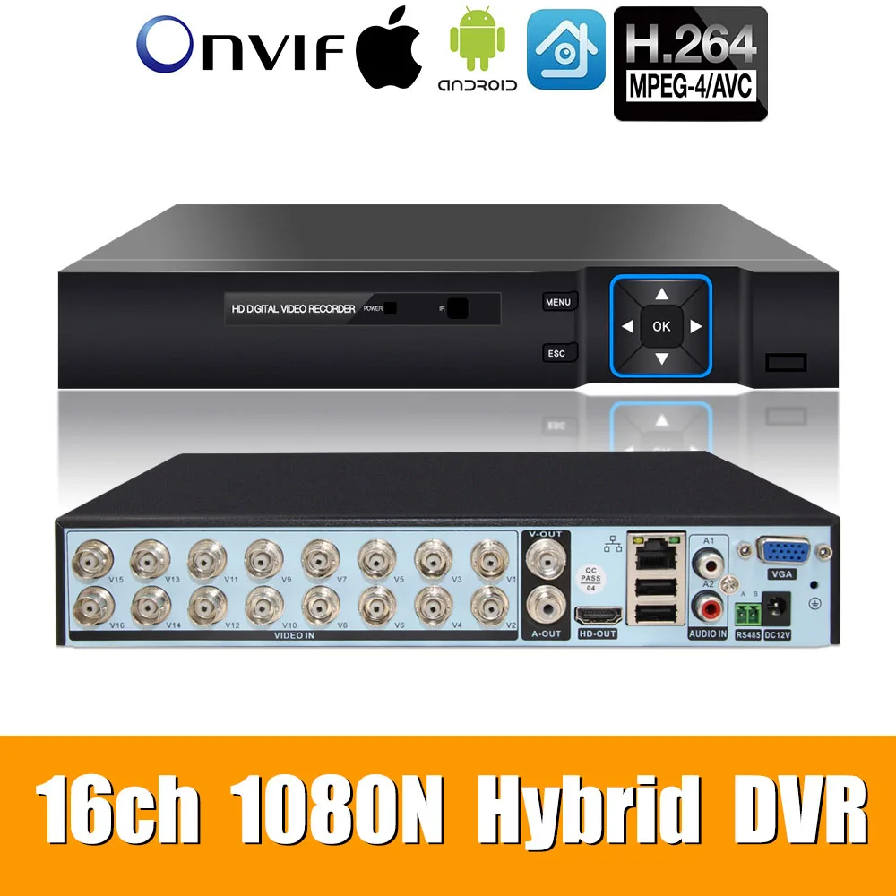 5 в 1 16ch* 1080N AHD DVR видеонаблюдения безопасности CCTV видео рекордер DVR Гибридный DVR для 720 P/960 H аналоговые AHD CVI TVI IP камеры