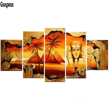 

DIY Diamond Painting Cross Stitch Landscape Egyptian Pyramids Scenery 5pcs/set Full Diamond Embroidery mosaic Home Decorative