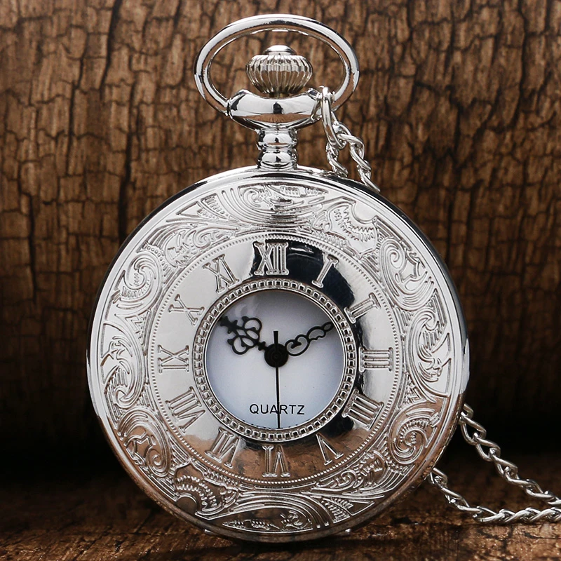 Серебряный/бронзовый/черный Римский арабский номер кварцевый античный кулон цепочка карманные часы для мужчин и женщин с ожерельем