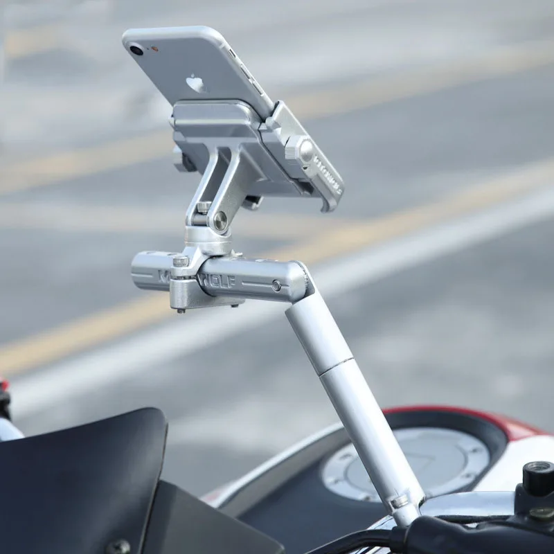 360 Rotate Phone Holder Motorcycle Extened Bracket Motorbike Front Lamp Rack Cell Multifunctional Extension Rod | Мобильные телефоны