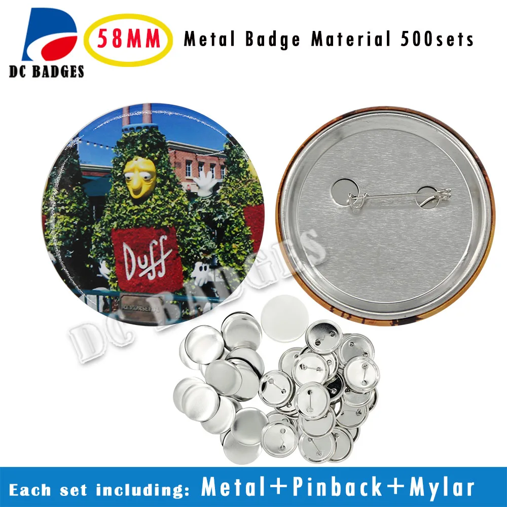 

100sets 2-1/4" 58mm NEW Professional All Steel Badge Button Metal Pinback Material Supplier