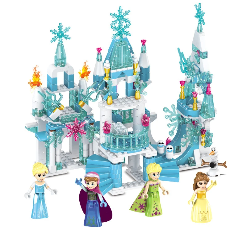 

4 In 1 Princess Anna Elsa Snow Queen Elsa's Sparkling Ice Castle Building Blocks Brick Toys Compatible With Legoing Friends