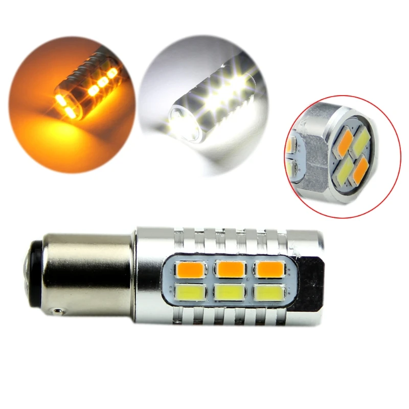 

1PC Dual Color Switchback 1157 50W 5630 Yellow White LED Turn Signal Light Bulbs
