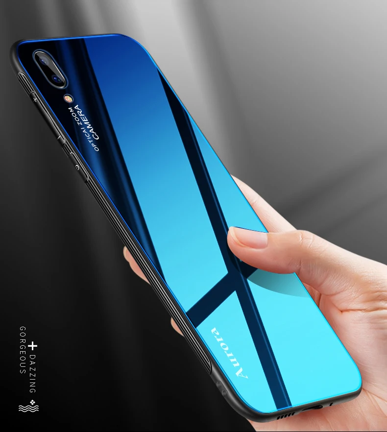 Aurora Gradient Tempered Glass Cases for Vivo NEX S Case Anti-shock Anti-slip Bumper Capa Fundas |
