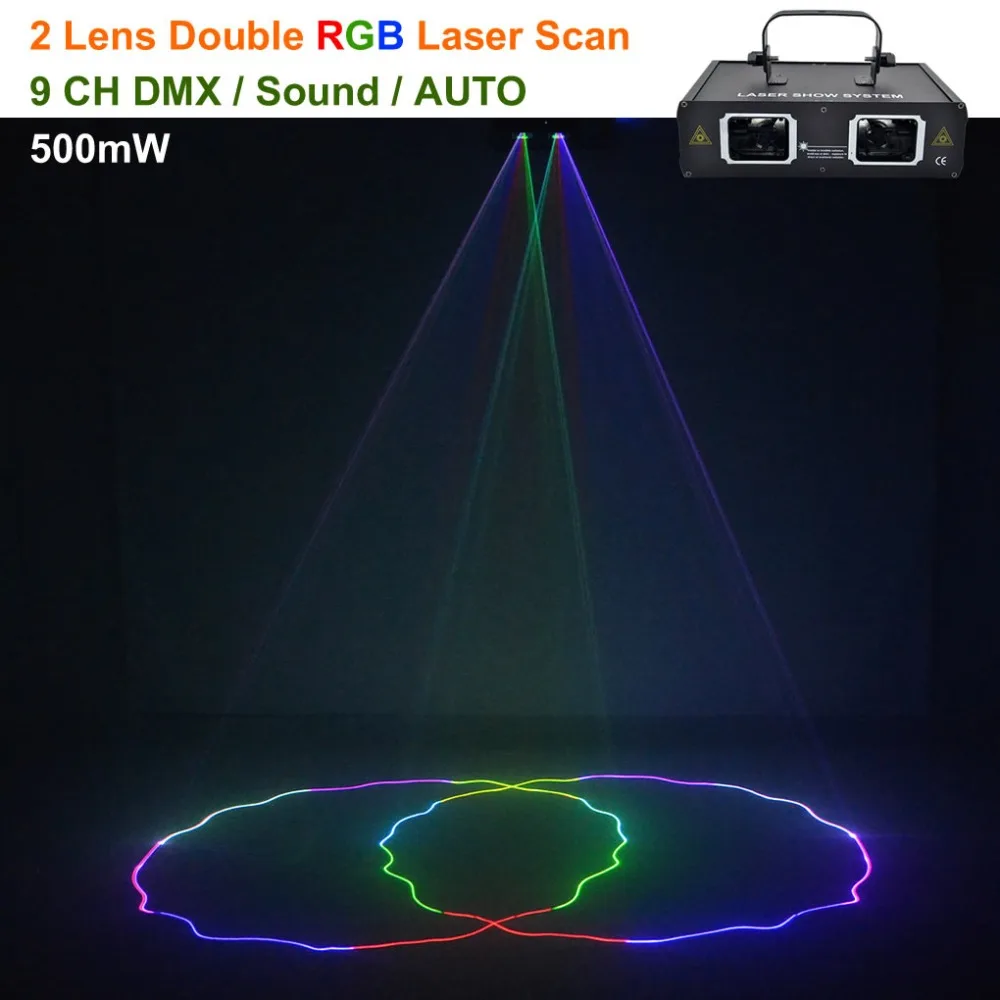 

AUCD 2 Head Red Green Blue Colorful Beam Scan Laser Lights DMX Disco DJ Party Show Moving Ray Projector Stage Lighting DJ-506RGB