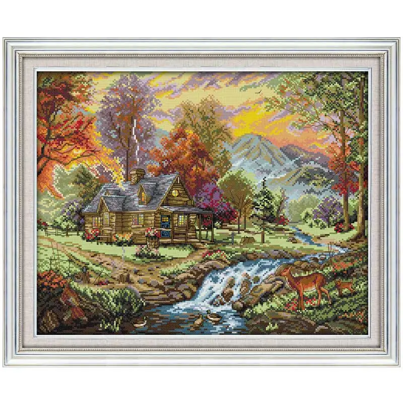 

Holiday Villa scenery counted printed on the canvas DMC 11CT 14CT DIY kits Cross Stitch embroidery needlework Sets handmad