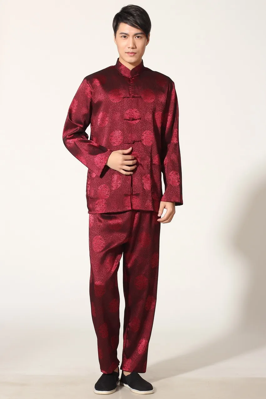 Высокое качество китайский Для мужчин кунг-фу костюм Атлас тай-чи Ву Шу комплекты Винтаж Дракон у Шу Костюмы размеры s m l xl XXL XXXL MS007
