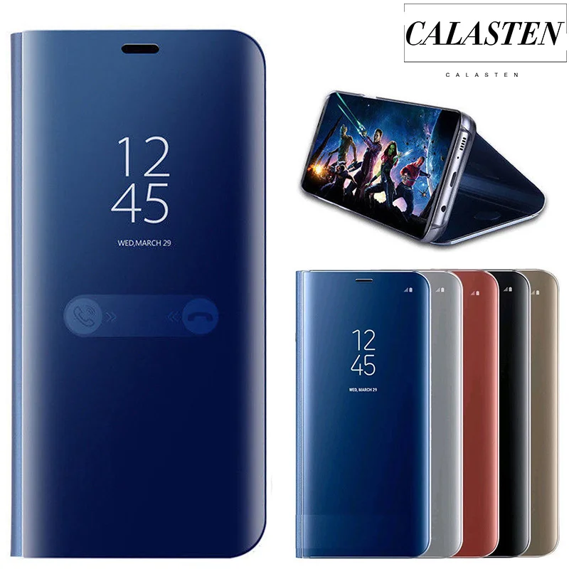 Mirror Case For Samsung Galaxy J4 J6 Plus 2018 Smart Leather Flip Stand Cover A6 A8 A750 A20 A30 A40 A50 A60 A70 | Мобильные