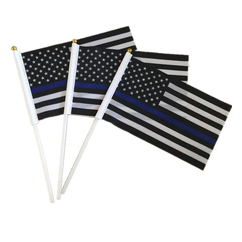 

1PCS 21x14cm Thin Blue Line Stripes Flag US Police Cops Respect and Honor Law Enforcement Motorcycle Home Decor Banner